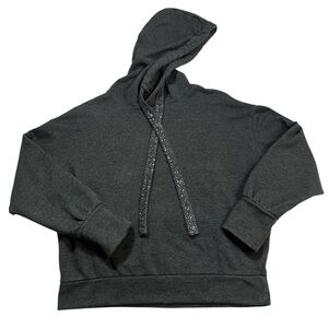 Express Dark Gray Hoodie with Rhinestone Detail On Strings Small